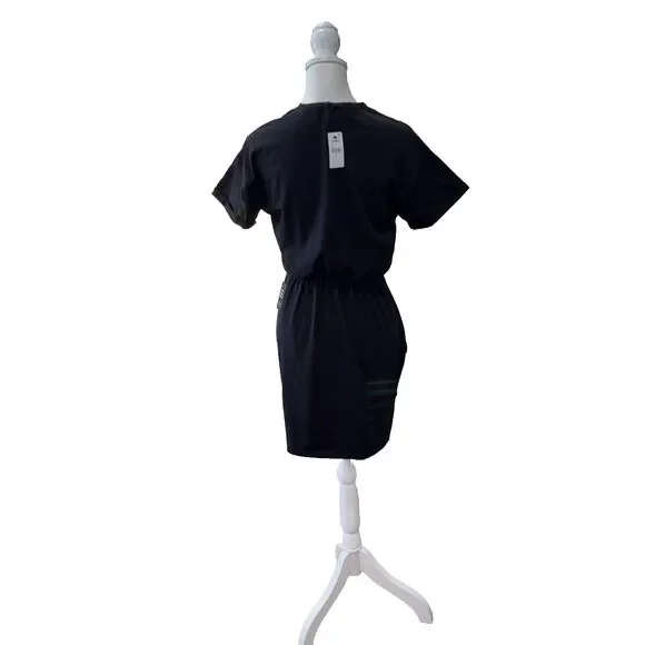 Express Black Ruched Draped Mini Dress NWT Small Stretch Bodycon Cocktail LBD - Picture 6 of 13